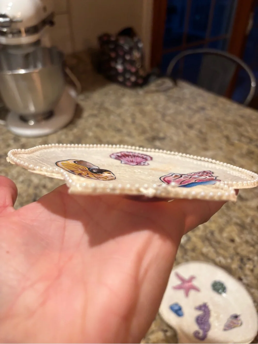 Handmade Seashell Jewelry Dish | Coastal Trinket Tray Decor - Picture 3 of 8